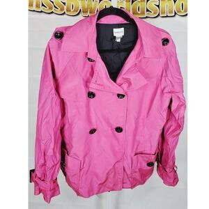 Chico’s Pink Double Breasted Trench Coat Jacket with Belted Sleeves Size 1 S